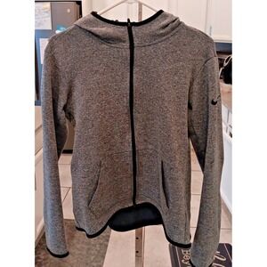 Nike Dri Fit Womens Fleece Hooded Gray Jacket Size Large